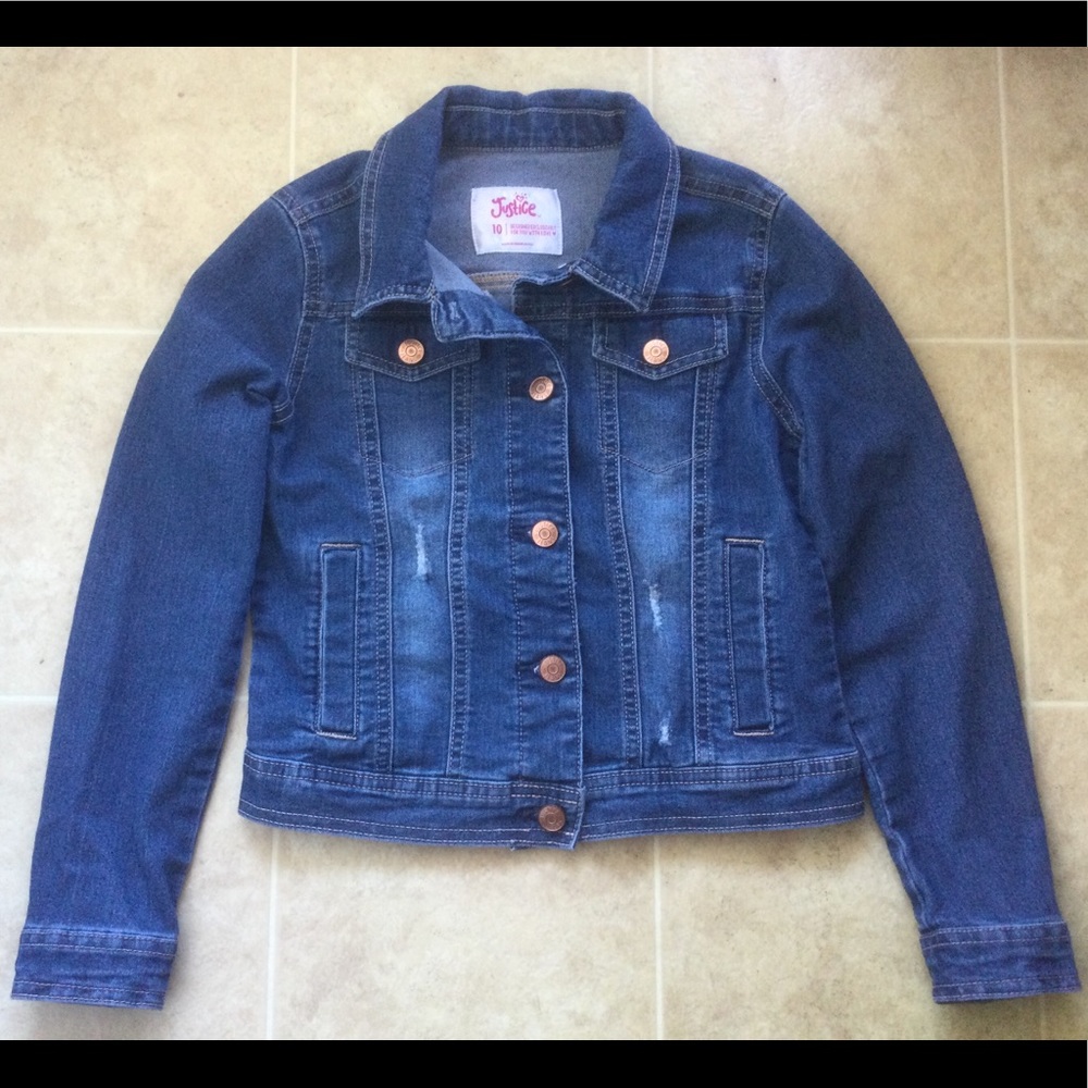 JUSTICE YOUNG GIRLS JEAN CROP JACKET